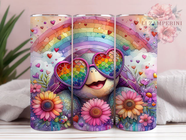 Valentine Turtle 20oz Tumbler Wrap, Valentines Day Gift, Cute Turtle Design, 20oz Sublimation Tumbler, Love Drinkware, Animal Lover Gift, Romantic Tumbler Design Sublimation Li Zamperini 