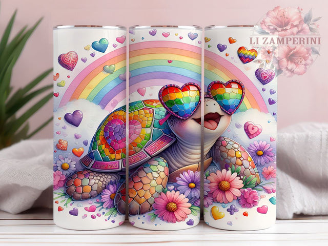Valentine Turtle 20oz Tumbler Wrap, Valentines Day Gift, Cute Turtle Design, 20oz Sublimation Tumbler, Love Drinkware, Animal Lover Gift, Romantic Tumbler Design Sublimation Li Zamperini 
