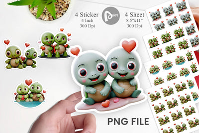 Valentine Turtle Sticker Sublimation artnoy 