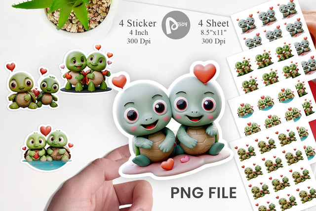Valentine Turtle Sticker Sublimation artnoy 