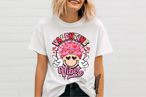 Valentine Vibes Png, Valentine’s Day PNG, Smiley Face Png, Retro Valentines Shirt Design, Sublimation Design Download, Digital Download Sublimation BB Type Studios 