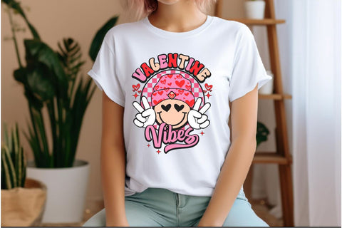 Valentine Vibes Png, Valentine’s Day PNG, Smiley Face Png, Retro Valentines Shirt Design, Sublimation Design Download, Digital Download Sublimation BB Type Studios 