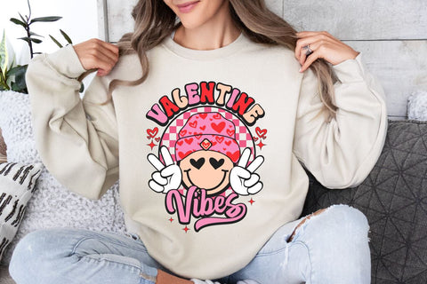 Valentine Vibes Png, Valentine’s Day PNG, Smiley Face Png, Retro Valentines Shirt Design, Sublimation Design Download, Digital Download Sublimation BB Type Studios 