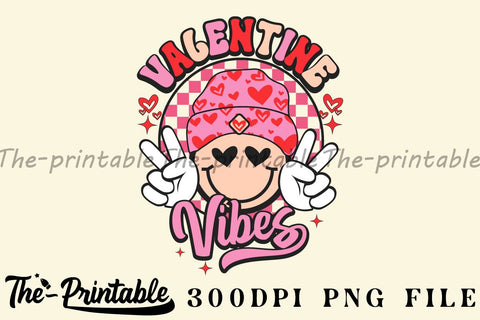 Valentine Vibes Png, Valentine’s Day PNG, Smiley Face Png, Retro Valentines Shirt Design, Sublimation Design Download, Digital Download Sublimation BB Type Studios 