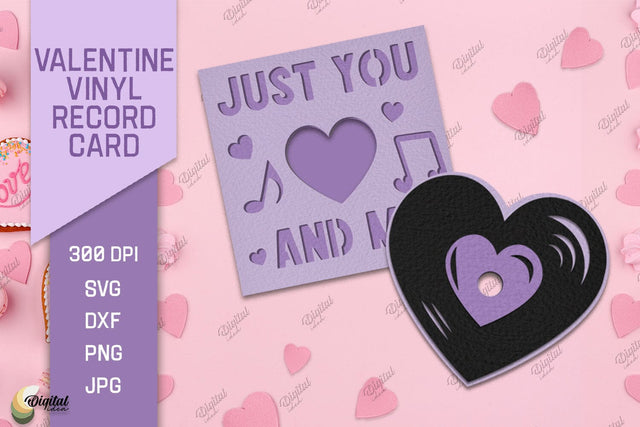 Valentine Vinyl Record Card Paper Cut. Gift Card SVG 3D Paper Evgenyia Guschina 