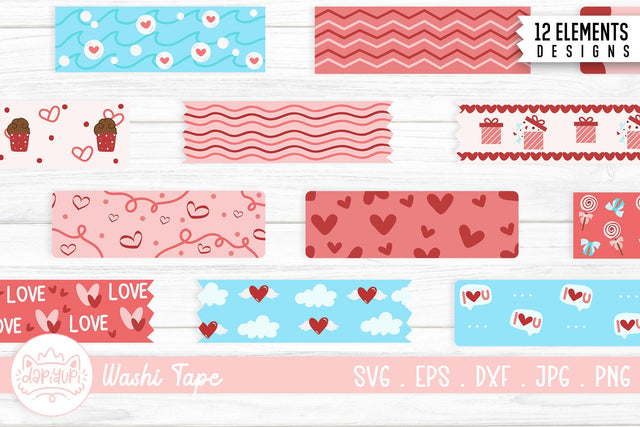 Valentine Washi Tape Clipart SVG Bundle | Washi Tape Sticker SVG dapiyupi store 
