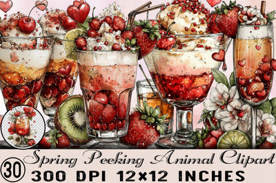 Valentine Whimsical Cocktail Clipart Sublimation SVGArt 