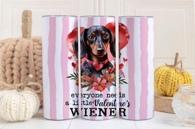 Valentine Wiener Dog 20 oz Skinny Tumbler Sublimation Design, Everyone Needs a Little Valentine's Wiener Tumbler Wrap Sublimation BouDesign 