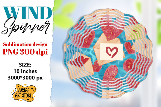 Valentine wind spinner sublimation design.Heart wind spinner Sublimation Yustaf Art Store 