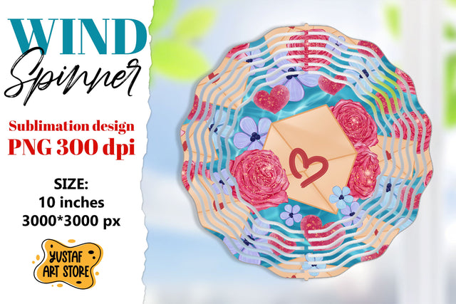 Valentine wind spinner sublimation design.Rose and envelope Sublimation Yustaf Art Store 