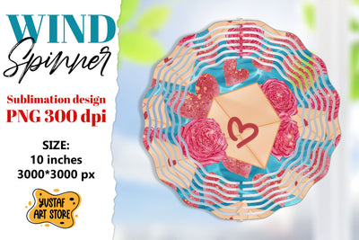 Valentine wind spinner sublimation design.Rose and envelope Sublimation Yustaf Art Store 