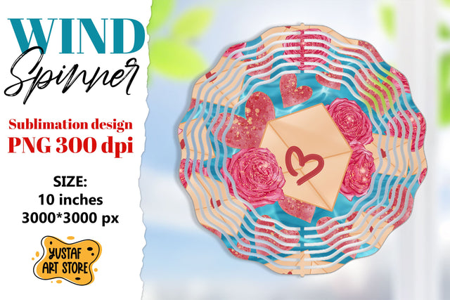 Valentine wind spinner sublimation design.Rose and envelope Sublimation Yustaf Art Store 