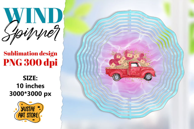 Valentine wind spinner sublimation. Valentine truck design Sublimation Yustaf Art Store 