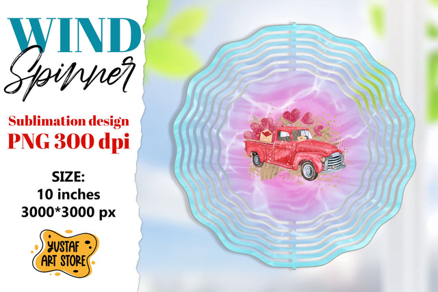 Valentine wind spinner sublimation. Valentine truck design Sublimation Yustaf Art Store 