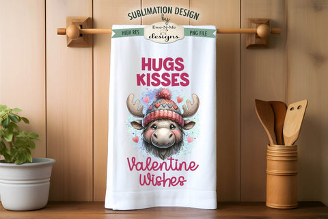 Valentine Wishes Moose Sublimation Towel Designs Sublimation Ewe-N-Me Designs 