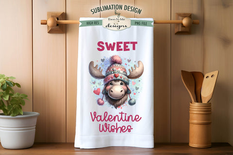 Valentine Wishes Moose Sublimation Towel Designs Sublimation Ewe-N-Me Designs 
