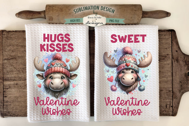 Valentine Wishes Moose Sublimation Towel Designs Sublimation Ewe-N-Me Designs 