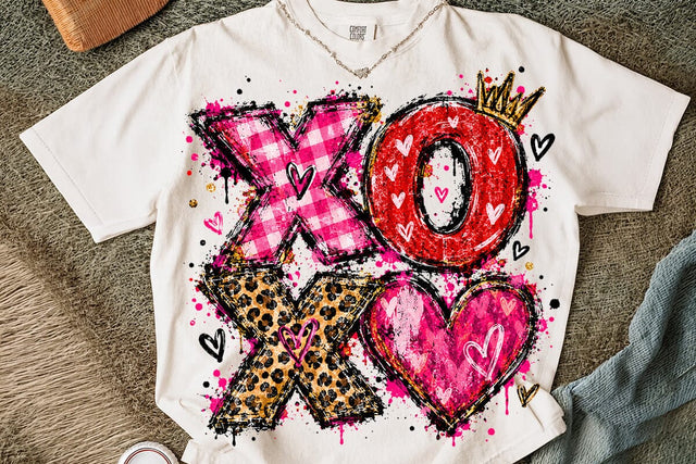 Valentine XOXO Heart Sublimation PNG Design SVG DesignDestine 