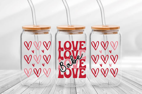 Valentines 16 oz Can Glass Wrap SVG Bundle SVG Regulrcrative 