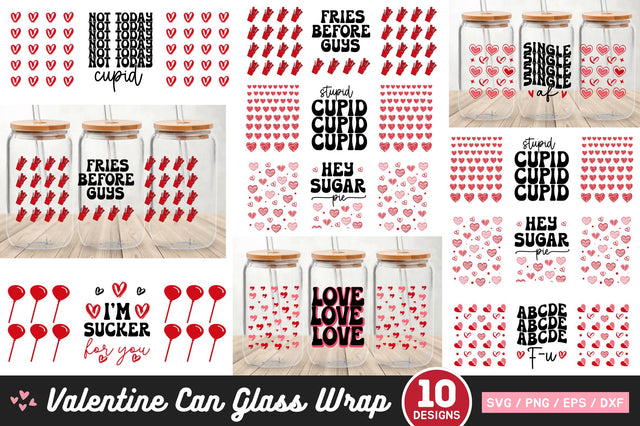 Valentines 16 oz Can Glass Wrap SVG Bundle SVG Regulrcrative 