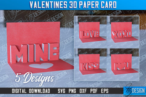 Valentine’s 3d Paper Card SVG | Valentine’s Design | SVG File SVG Fly Design 
