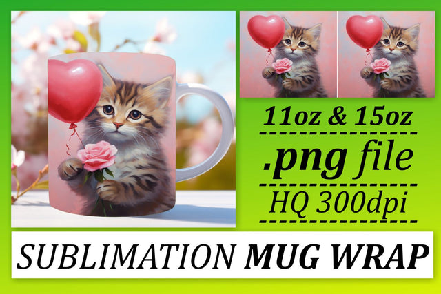 Valentines Animal Love Mug Wrap - Sublimation 11oz 15oz - Heart Theme Sublimation afrosvg 