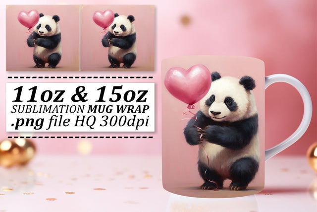 Valentines Animal Love-Struck Mug Wrap - Sublimation 11oz 15oz - Heart Design Sublimation afrosvg 