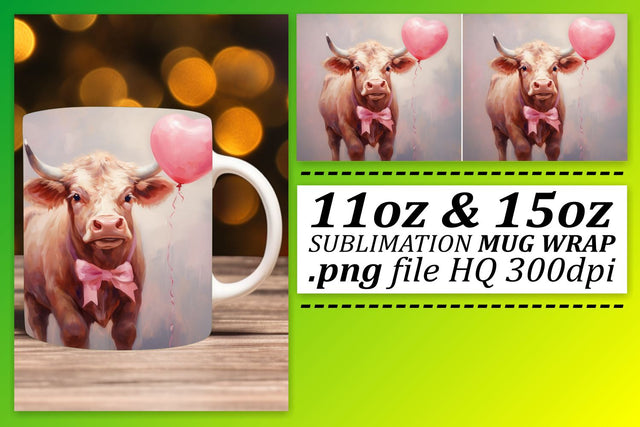 Valentines Animal Mug Wrap - Love-Struck Sublimation 11oz 15oz Sublimation afrosvg 