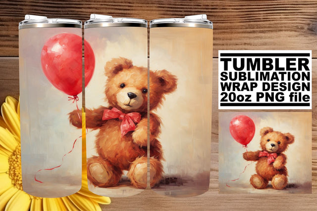 Valentine's Animals Heart Balloon Tumbler Wrap - Sublimation Sublimation afrosvg 