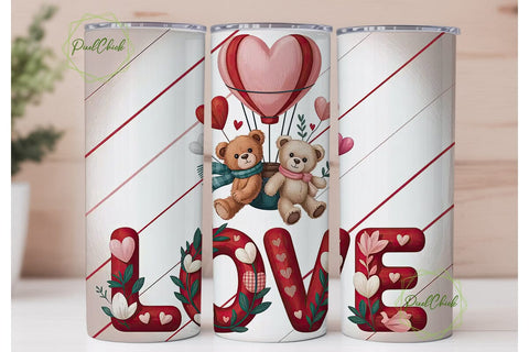 Valentine's Bear Hot Air Balloon Tumbler Sublimation PixelChick 