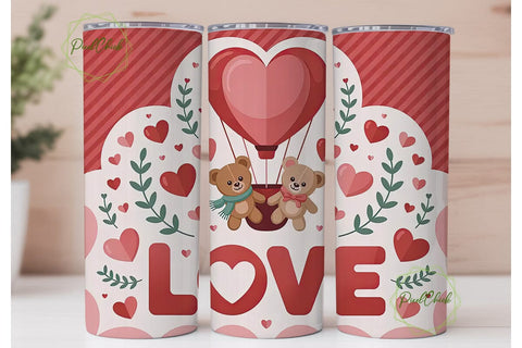 Valentine's Bear Hot Air Balloon Tumbler Sublimation PixelChick 