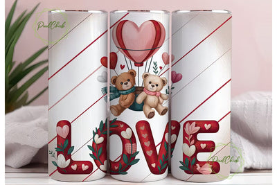 Valentine's Bear Hot Air Balloon Tumbler Sublimation PixelChick 