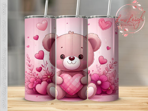 Valentine’s Bear Tumbler wrap Sublimation PNG file Sublimation Luvleigh Digitals 
