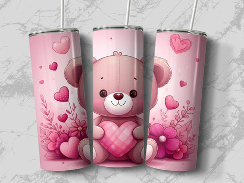 Valentine’s Bear Tumbler wrap Sublimation PNG file Sublimation Luvleigh Digitals 