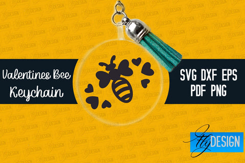 Valentine's Bee Keychain SVG | Valentine's Day SVG | SVG File SVG Fly Design 
