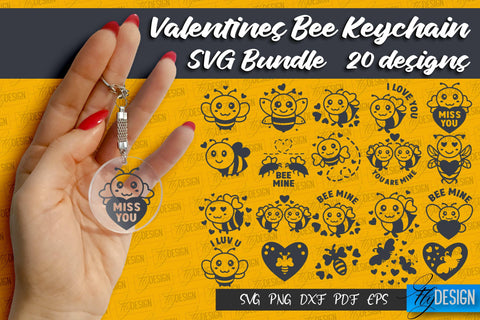 Valentine's Bee Keychain SVG | Valentine's Day SVG | SVG File SVG Fly Design 