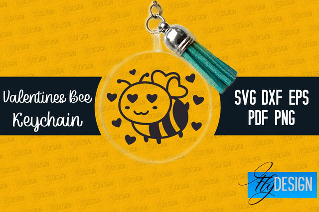 Valentine's Bee Keychain SVG | Valentine's Day SVG | SVG File SVG Fly Design 
