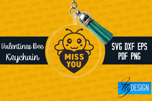 Valentine's Bee Keychain SVG | Valentine's Day SVG | SVG File SVG Fly Design 