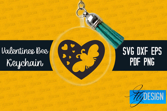 Valentine's Bee Keychain SVG | Valentine's Day SVG | SVG File SVG Fly Design 