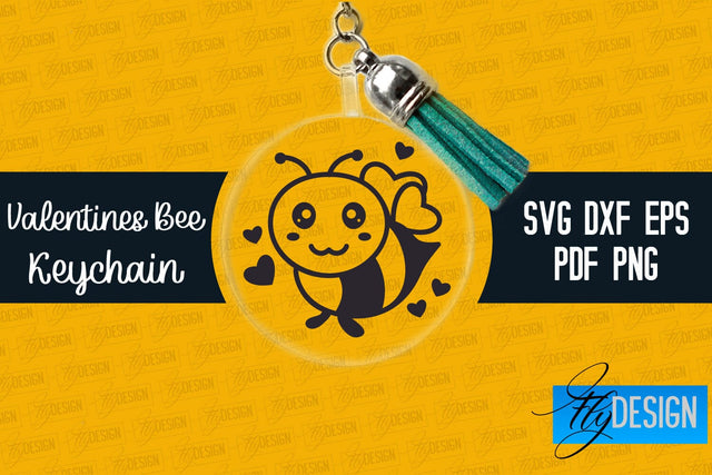 Valentine's Bee Keychain SVG | Valentine's Day SVG | SVG File SVG Fly Design 