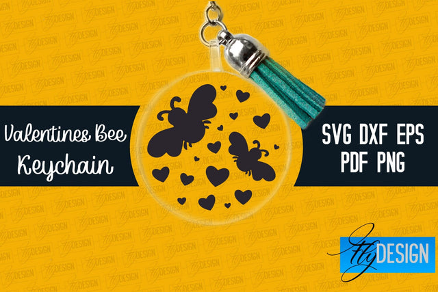 Valentine's Bee Keychain SVG | Valentine's Day SVG | SVG File SVG Fly Design 