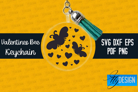 Valentine's Bee Keychain SVG | Valentine's Day SVG | SVG File SVG Fly Design 