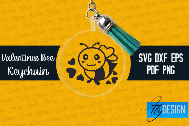 Valentine's Bee Keychain SVG | Valentine's Day SVG | SVG File SVG Fly Design 