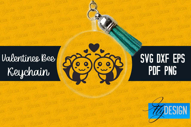 Valentine's Bee Keychain SVG | Valentine's Day SVG | SVG File SVG Fly Design 