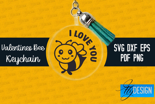 Valentine's Bee Keychain SVG | Valentine's Day SVG | SVG File SVG Fly Design 