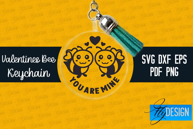 Valentine's Bee Keychain SVG | Valentine's Day SVG | SVG File SVG Fly Design 