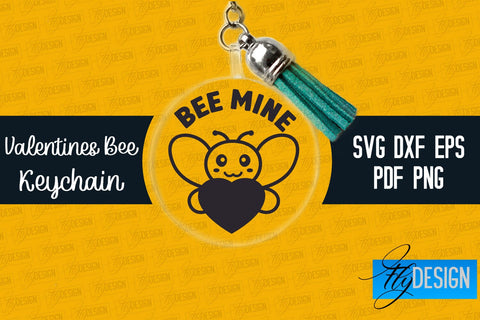 Valentine's Bee Keychain SVG | Valentine's Day SVG | SVG File SVG Fly Design 