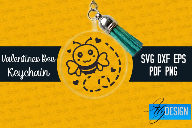 Valentine's Bee Keychain SVG | Valentine's Day SVG | SVG File SVG Fly Design 