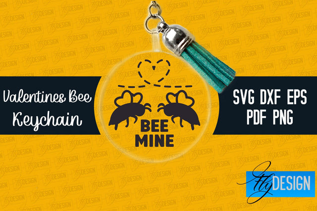 Valentine's Bee Keychain SVG | Valentine's Day SVG | SVG File SVG Fly Design 