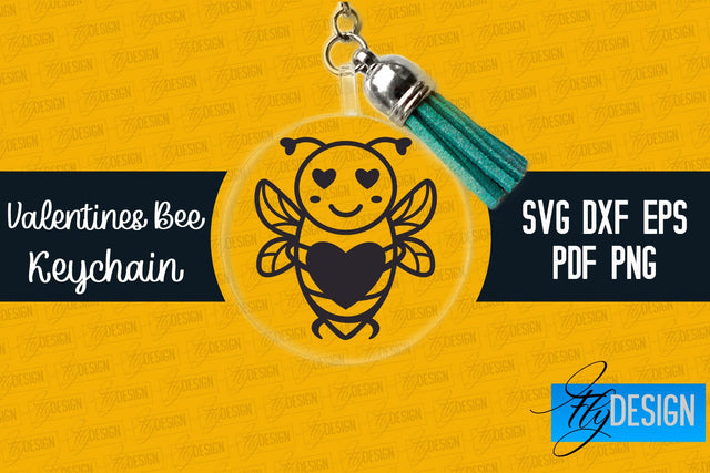 Valentine's Bee Keychain SVG | Valentine's Day SVG | SVG File SVG Fly Design 